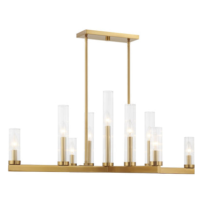 9 Light Chandelier, Warm Brass