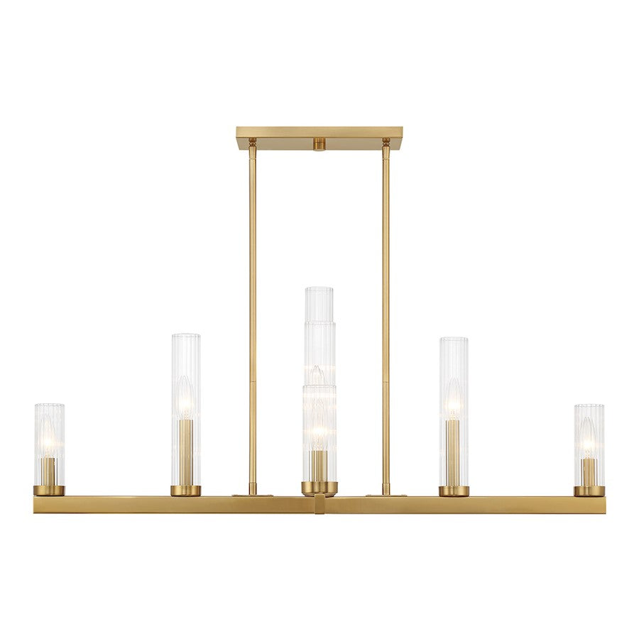 9 Light Chandelier, Warm Brass