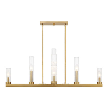 9 Light Chandelier, Warm Brass