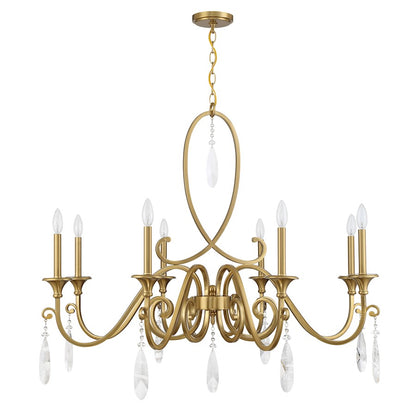 8 Light Chandelier, Warm Brass