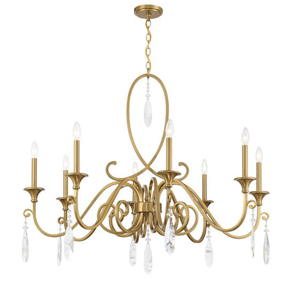 8 Light Chandelier, Warm Brass