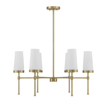 6 Light Chandelier, Warm Brass