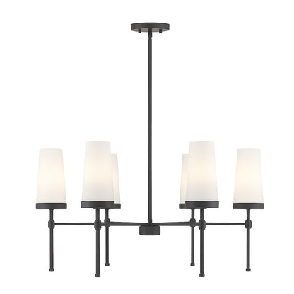 6 Light Chandelier, Matte Black