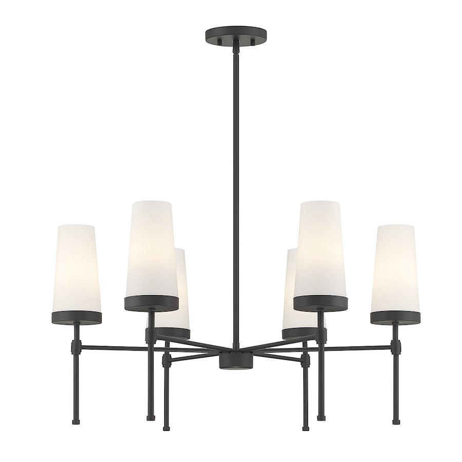 6 Light Chandelier, Matte Black