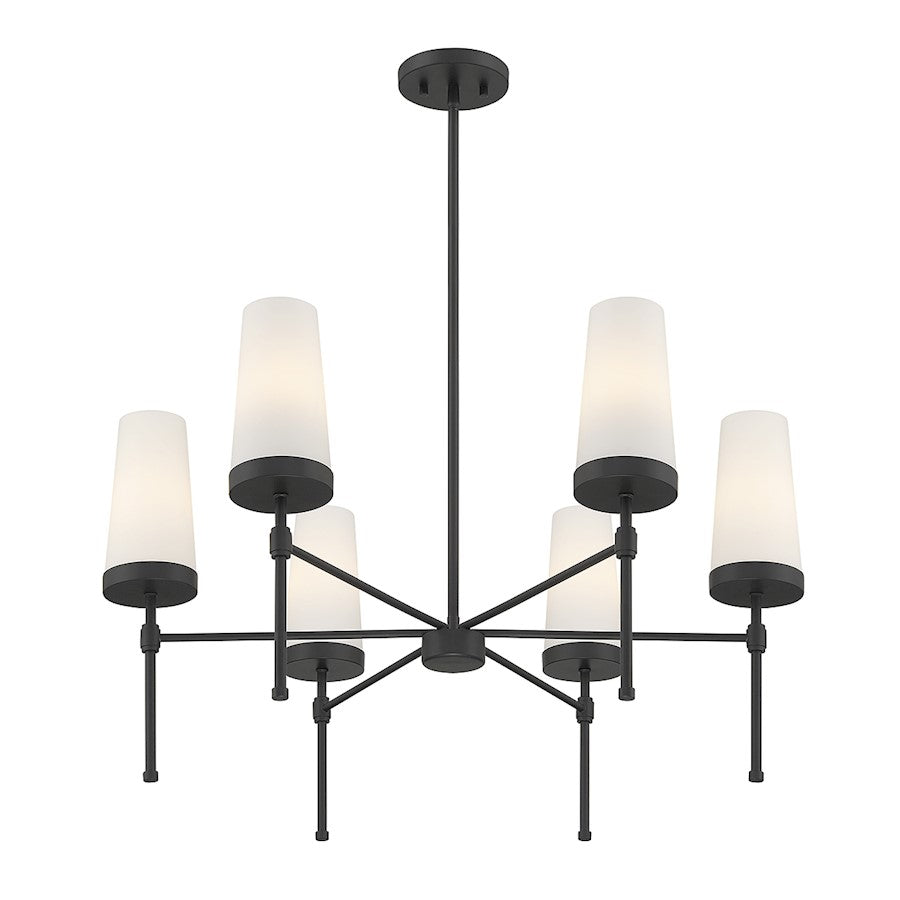 6 Light Chandelier, Matte Black