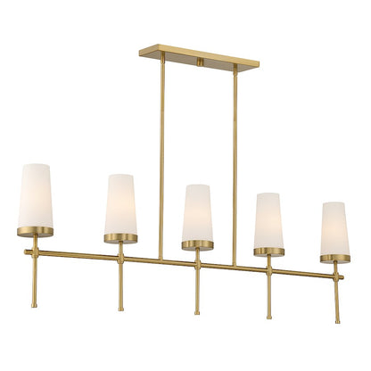 Savoy House Haynes 5-Light Linear Chandelier, Warm Brass - 1-2803-5-322