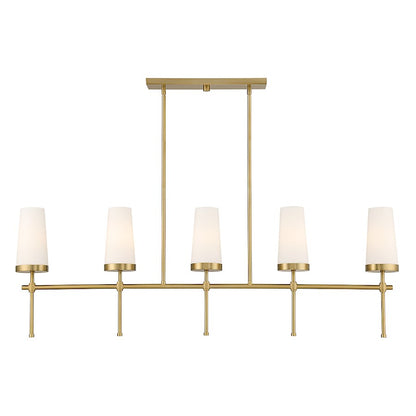 5-Light Linear Chandelier, Warm Brass