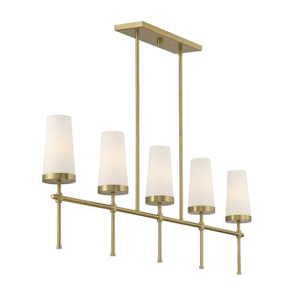 5-Light Linear Chandelier, Warm Brass