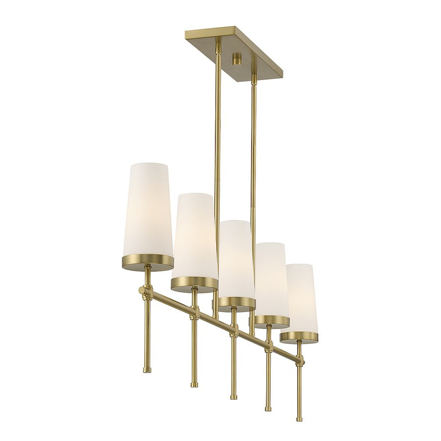 5-Light Linear Chandelier, Warm Brass