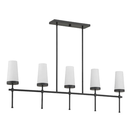 5-Light Linear Chandelier, Matte Black