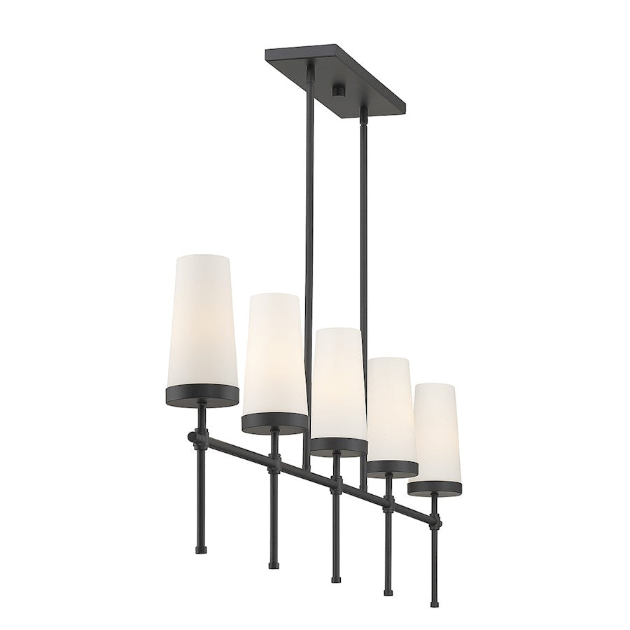 5-Light Linear Chandelier, Matte Black