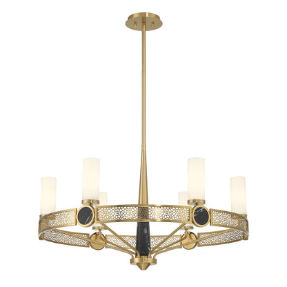 Savoy House Farrell 6 Lt Chandelier, White Opal, Warm Brass