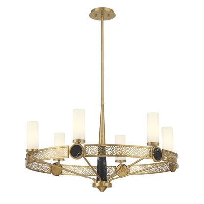 Savoy House Farrell 6 Lt Chandelier, White Opal, Warm Brass