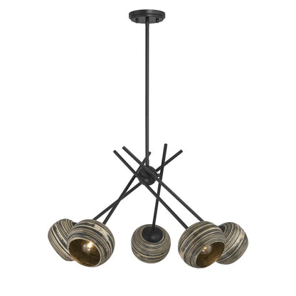 Savoy House Jasper 5 Lt Chandelier, Spun, Matte Black
