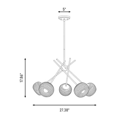 Savoy House Jasper 5 Lt Chandelier, Spun, Matte Black
