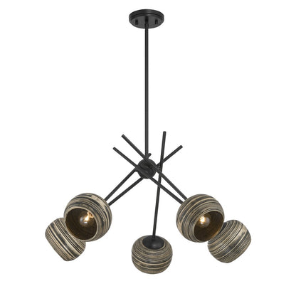 Savoy House Jasper 5 Lt Chandelier, Spun, Matte Black
