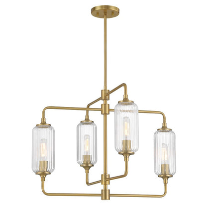 Savoy Essentials Holton 4Lt 20" Chandelier, Brass/Clear Ribbed
