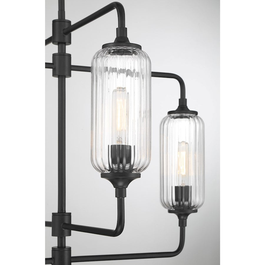 Savoy Essentials Holton 4Lt 20" Chandelier, Black/Clear Ribbed