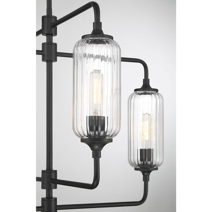 Savoy Essentials Holton 4Lt 20" Chandelier, Black/Clear Ribbed