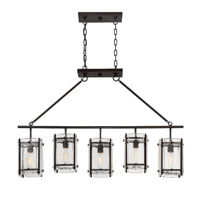Glenwood 5-Light Linear Chandelier, English Bronze