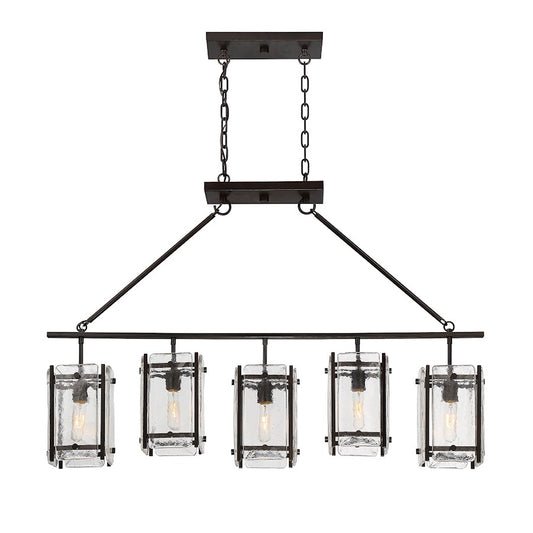 Glenwood 5-Light Linear Chandelier, English Bronze