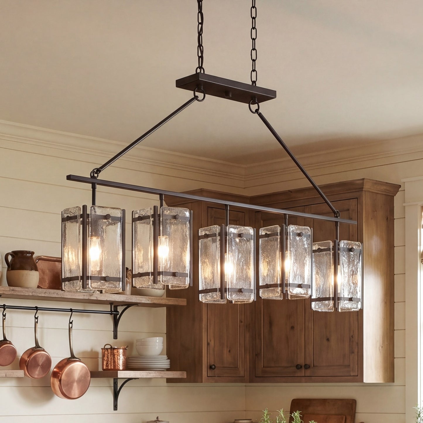 Glenwood 5-Light Linear Chandelier, English Bronze
