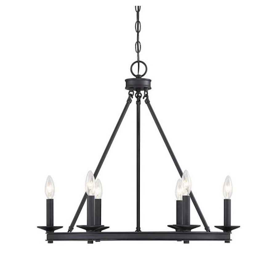 6 Light Chandelier, Matte Black