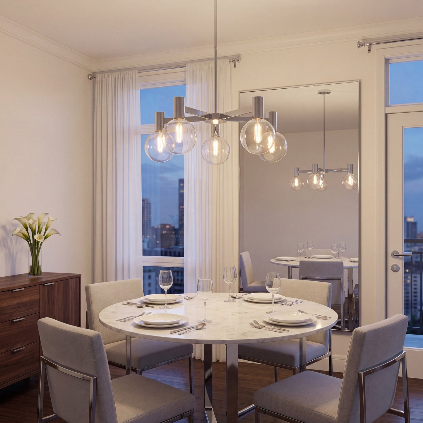 5-Light Chandelier, Chrome