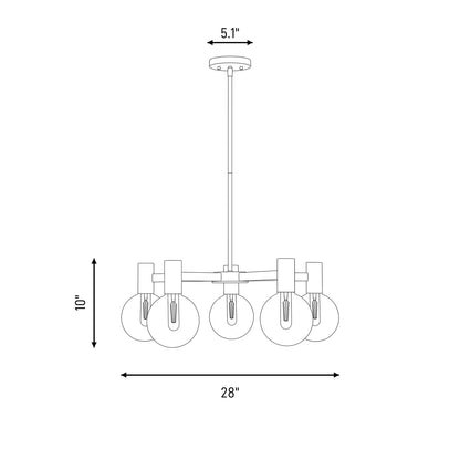 5-Light Chandelier, Warm Brass