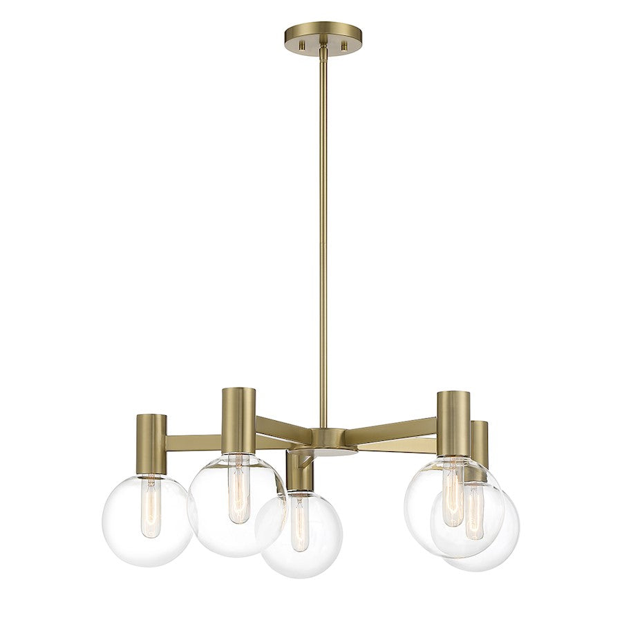 5-Light Chandelier, Warm Brass