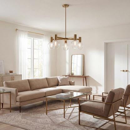 5-Light Chandelier, Warm Brass