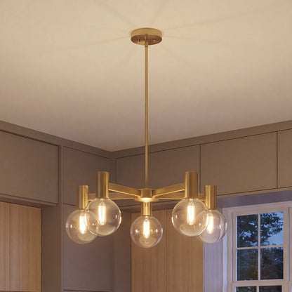 5-Light Chandelier, Warm Brass