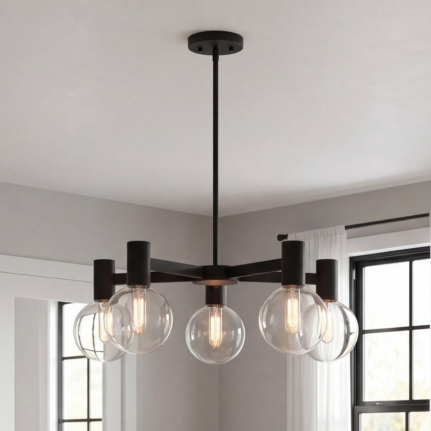 5-Light Chandelier, Matte Black