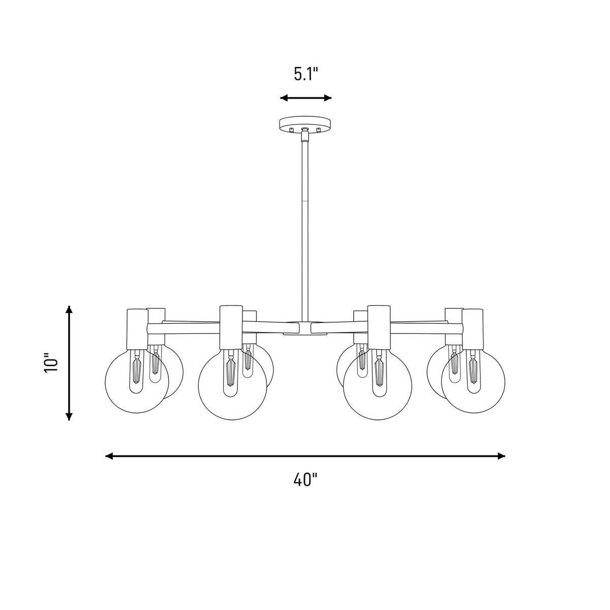 8-Light Chandelier, Warm Brass