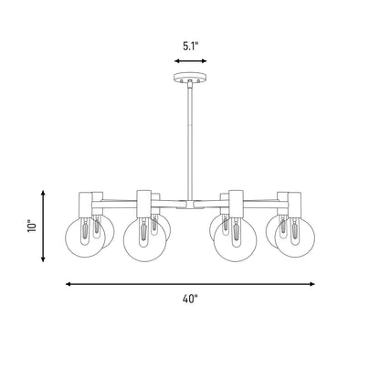 8-Light Chandelier, Warm Brass