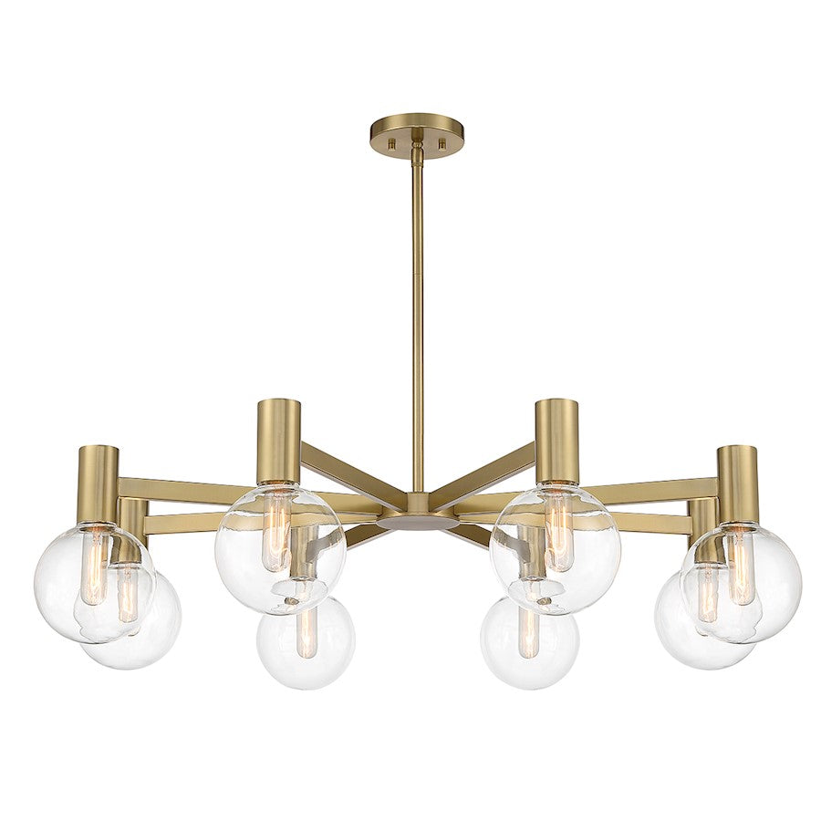 8-Light Chandelier, Warm Brass