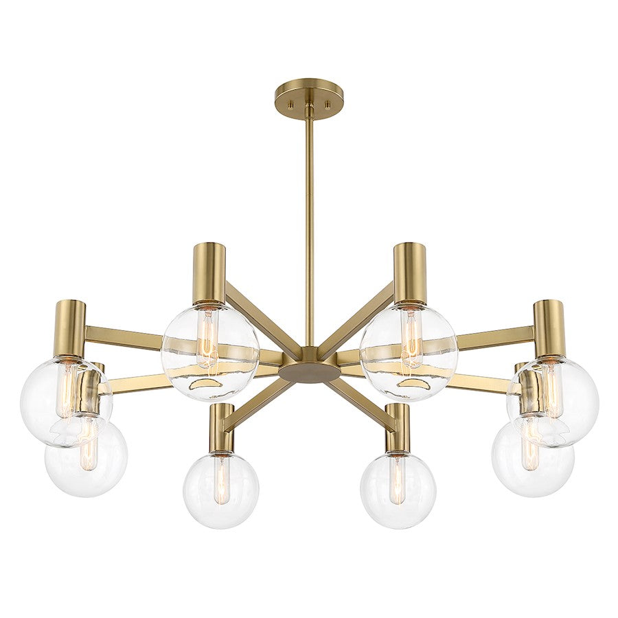 8-Light Chandelier, Warm Brass