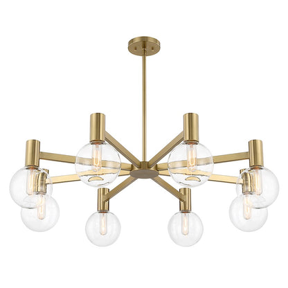 8-Light Chandelier, Warm Brass