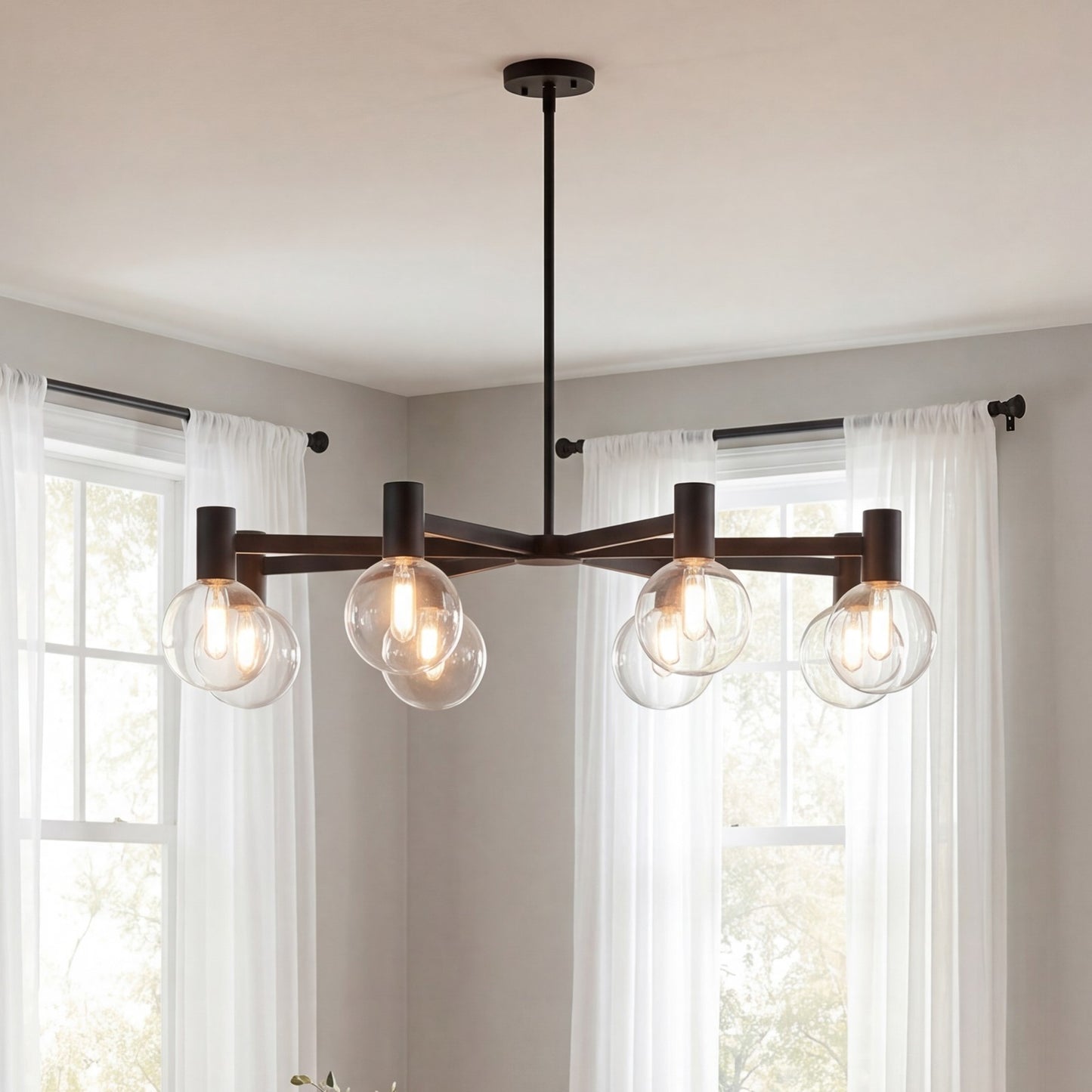 8-Light Chandelier, Matte Black