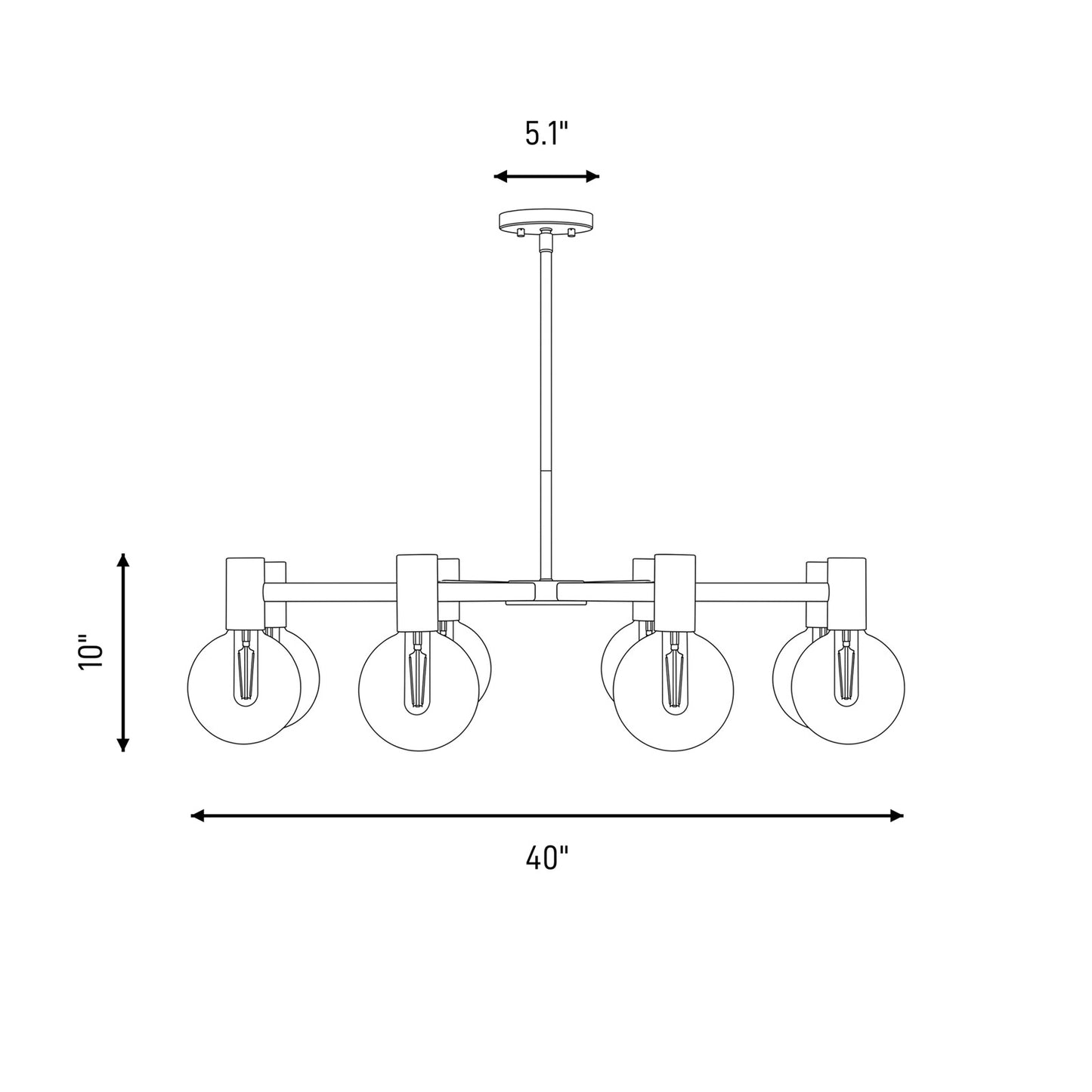 8-Light Chandelier, Matte Black