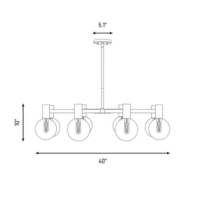 8-Light Chandelier, Matte Black