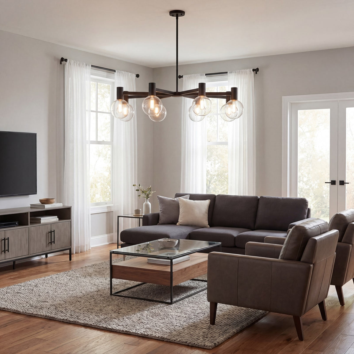 8-Light Chandelier, Matte Black