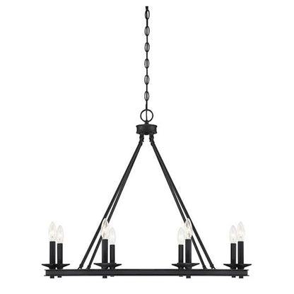 8 Light Chandelier, Matte Black