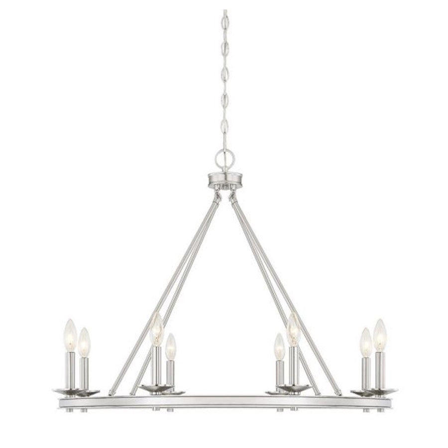 8 Light Chandelier, Satin Nickel