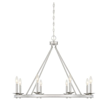 8 Light Chandelier, Satin Nickel