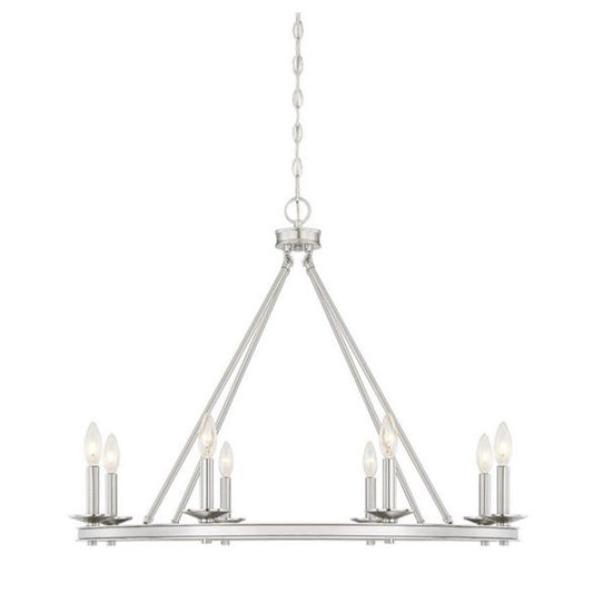 8 Light Chandelier, Satin Nickel