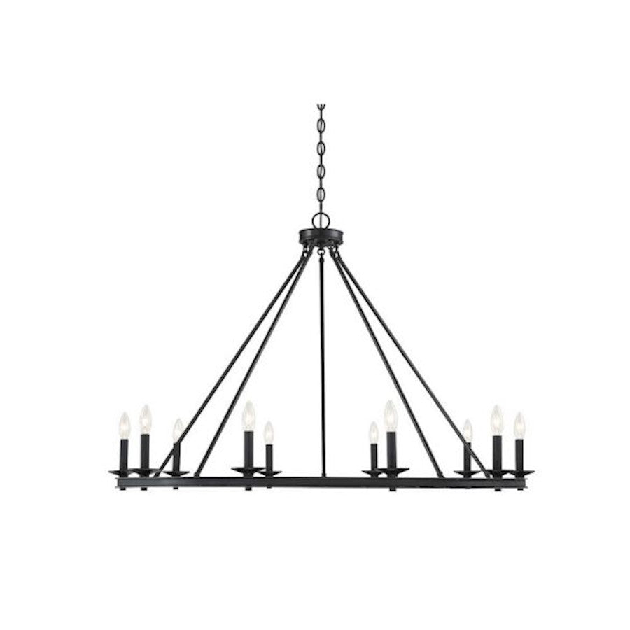10 Light Chandelier, Matte Black