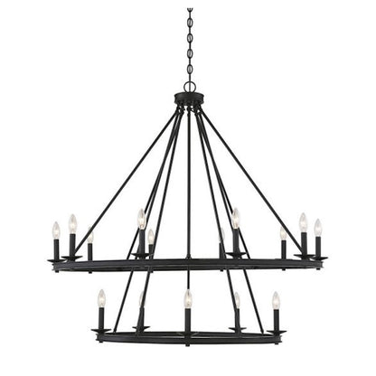 15 Light Chandelier, Matte Black