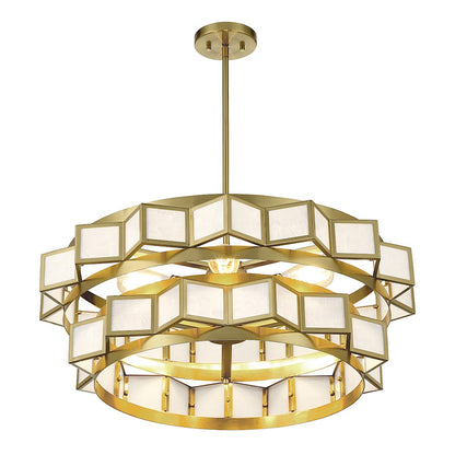 6 Light Chandelier, Warm Brass