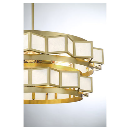 6 Light Chandelier, Warm Brass